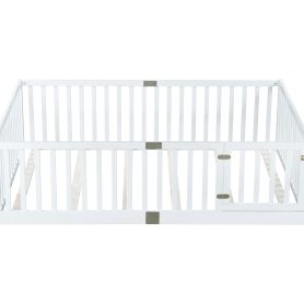 Full Size Floor Bed With High Fence Railings