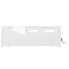 Wood Twin Size Platform Bed with Guardrail and Drawer