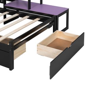 Twin Size Gaming Daybed with Integrated Desk and LED Light 78 Twin Size Gaming Daybed with Integrated Desk and LED Light