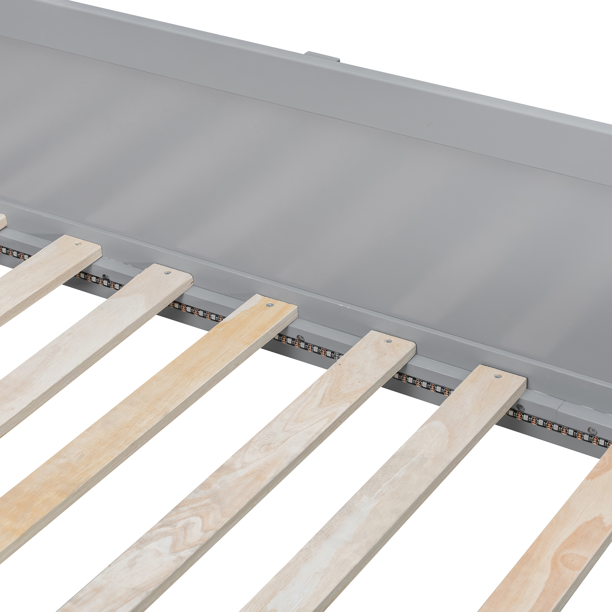 Twin over Full Bunk Bed with Shelf and LED 12 Twin over Full Bunk Bed with Shelf and LED