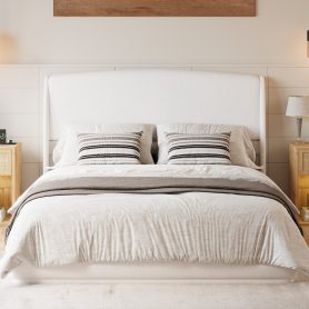 Upholstered Queen Bed Frame with Wingback Headboard 43 Upholstered Queen Bed Frame with Wingback Headboard