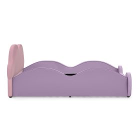 Twin Size Cute Cloud Shape PU Leather Kids Bed with Guardrails