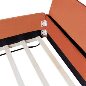 Queen Size Velvet Upholstered Daybed with Stairs & Gas Lift Storage Ottoman, Contrast Color, Padded Guardrails