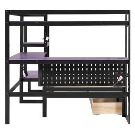 Twin Size Gaming Daybed with Integrated Desk and LED Light 72 Twin Size Gaming Daybed with Integrated Desk and LED Light