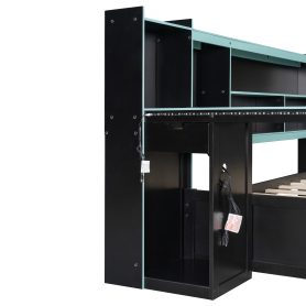 Queen Size Gaming Daybed with Integrated Desk and Lights