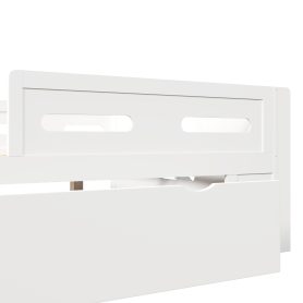 Wood Full Size Platform Bed with Guardrail and Drawer