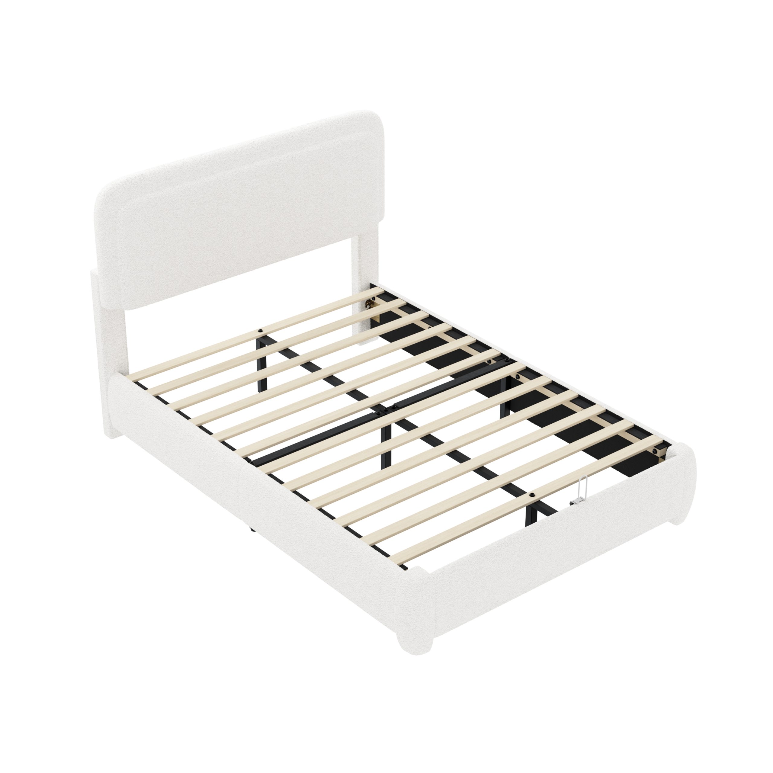 Boucle Full Bed Frame with Adjustable Height Headboard 12 Boucle Full Bed Frame with Adjustable Height Headboard