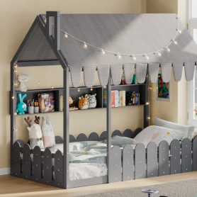 Twin Size Montessori House Bed for Kids