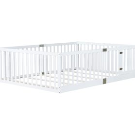 Full Size Floor Bed With High Fence Railings