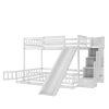 Pine Solid Wooden Bunk Bed with Slide, Storage Staircase and Safety Guardrails