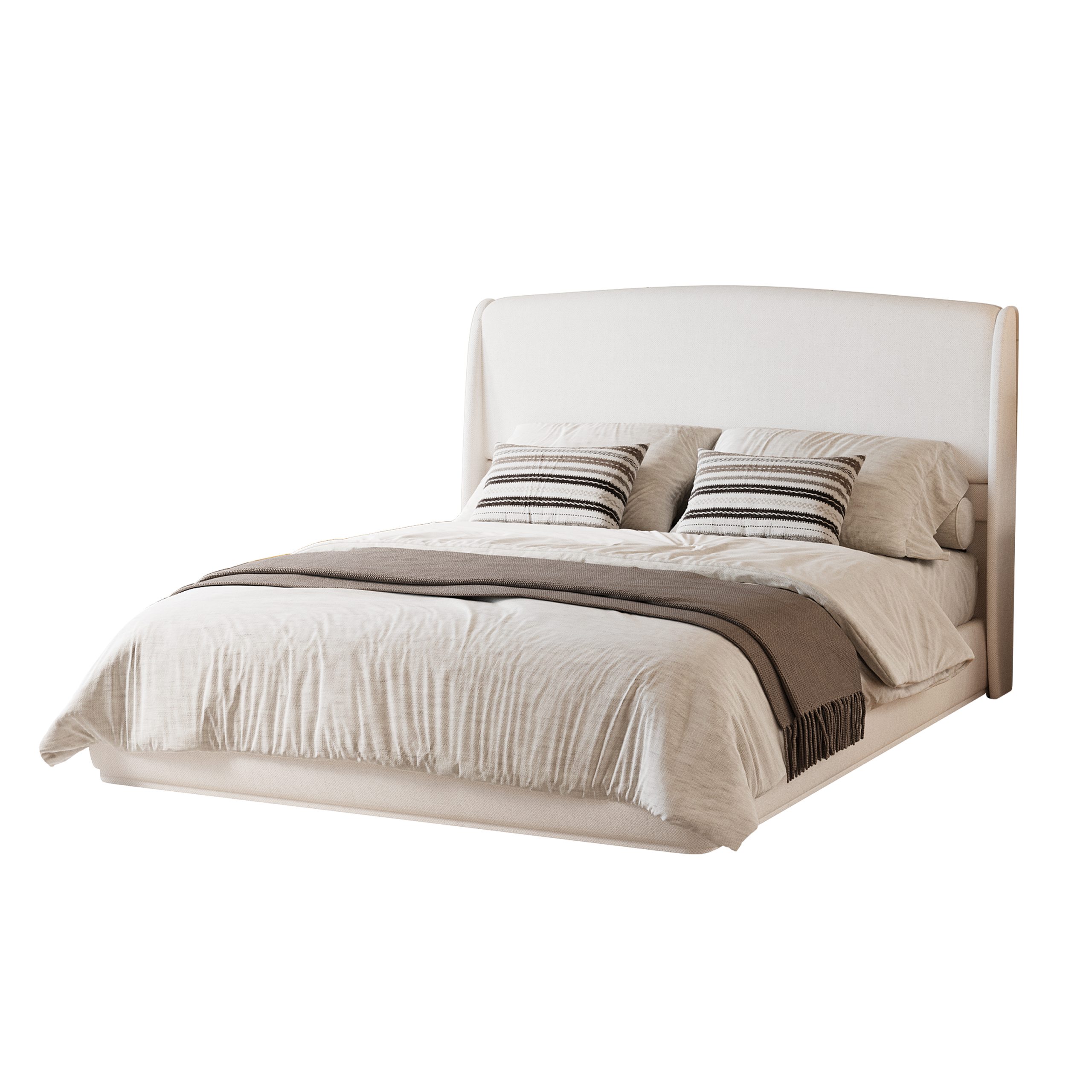 Upholstered Queen Bed Frame with Wingback Headboard 8 Upholstered Queen Bed Frame with Wingback Headboard