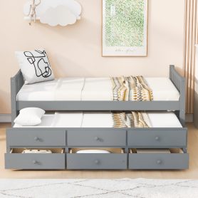 Daybed with Trundle and Drawers, Twin Size