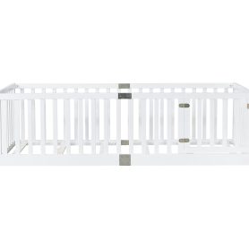 Twin Size Floor Bed with High Fence Railings