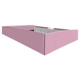 Full Size Velvet Upholstered Daybed with Stairs & Gas Lift Storage Ottoman, Contrast Color, Padded Guardrails