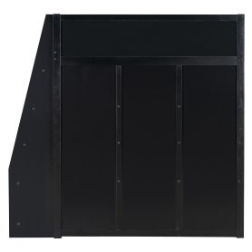 Full Size Wood Loft Bed with Desk, Multi-Storage Shelves and RGB Light