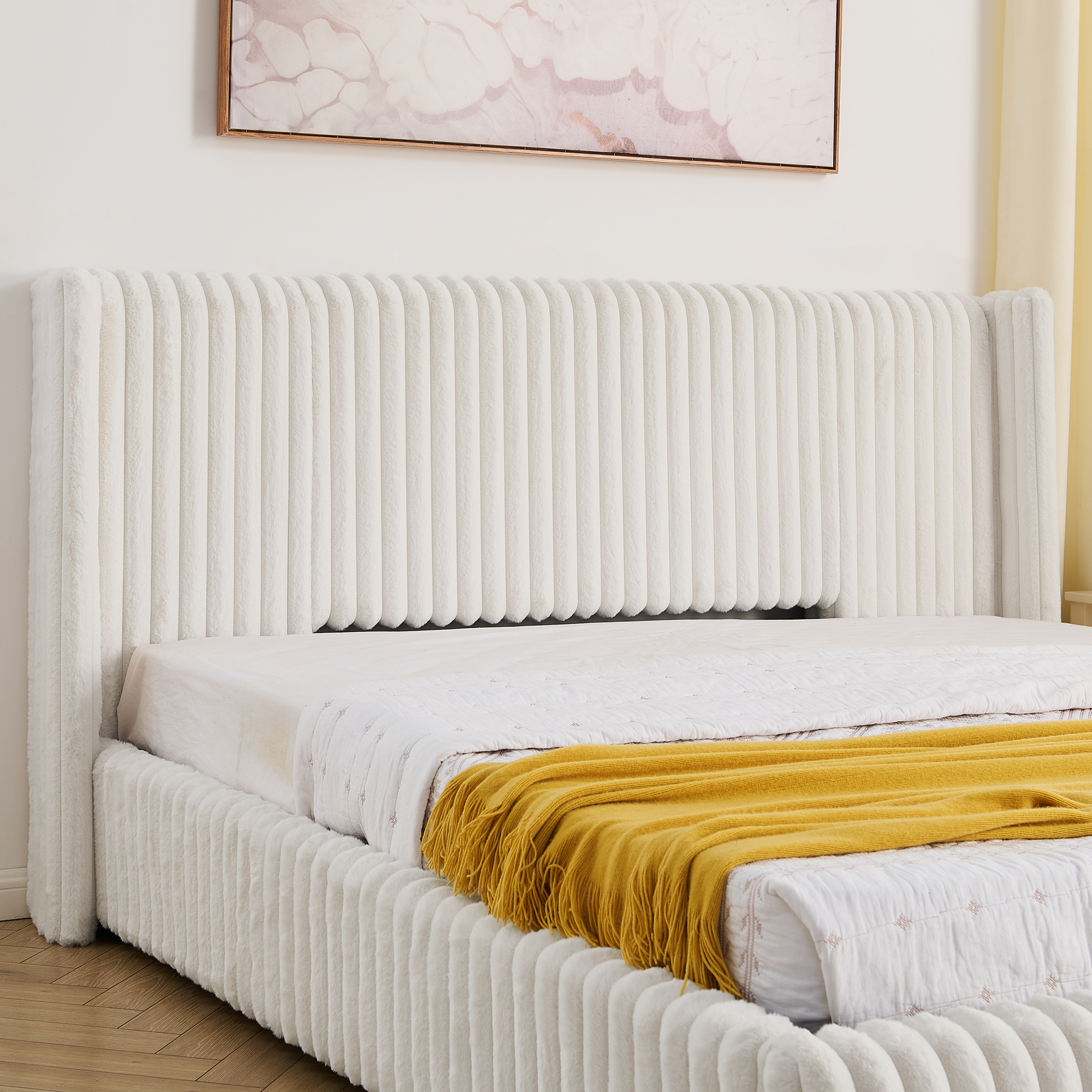 King Functional Vertical Striped Bed with Gas Lift Storage 9 King Functional Vertical Striped Bed with Gas Lift Storage