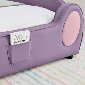 Twin Size Cute Cloud Shape PU Leather Kids Bed with Guardrails