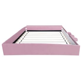 King Size Velvet Upholstered Daybed with Stairs & Gas Lift Storage Ottoman, Contrast Color, Padded Guardrails