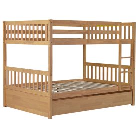Full Over Full Rubber Wood Bunk Bed with Trundle, Ladder and Guardrails 26 Full Over Full Rubber Wood Bunk Bed with Trundle, Ladder and Guardrails