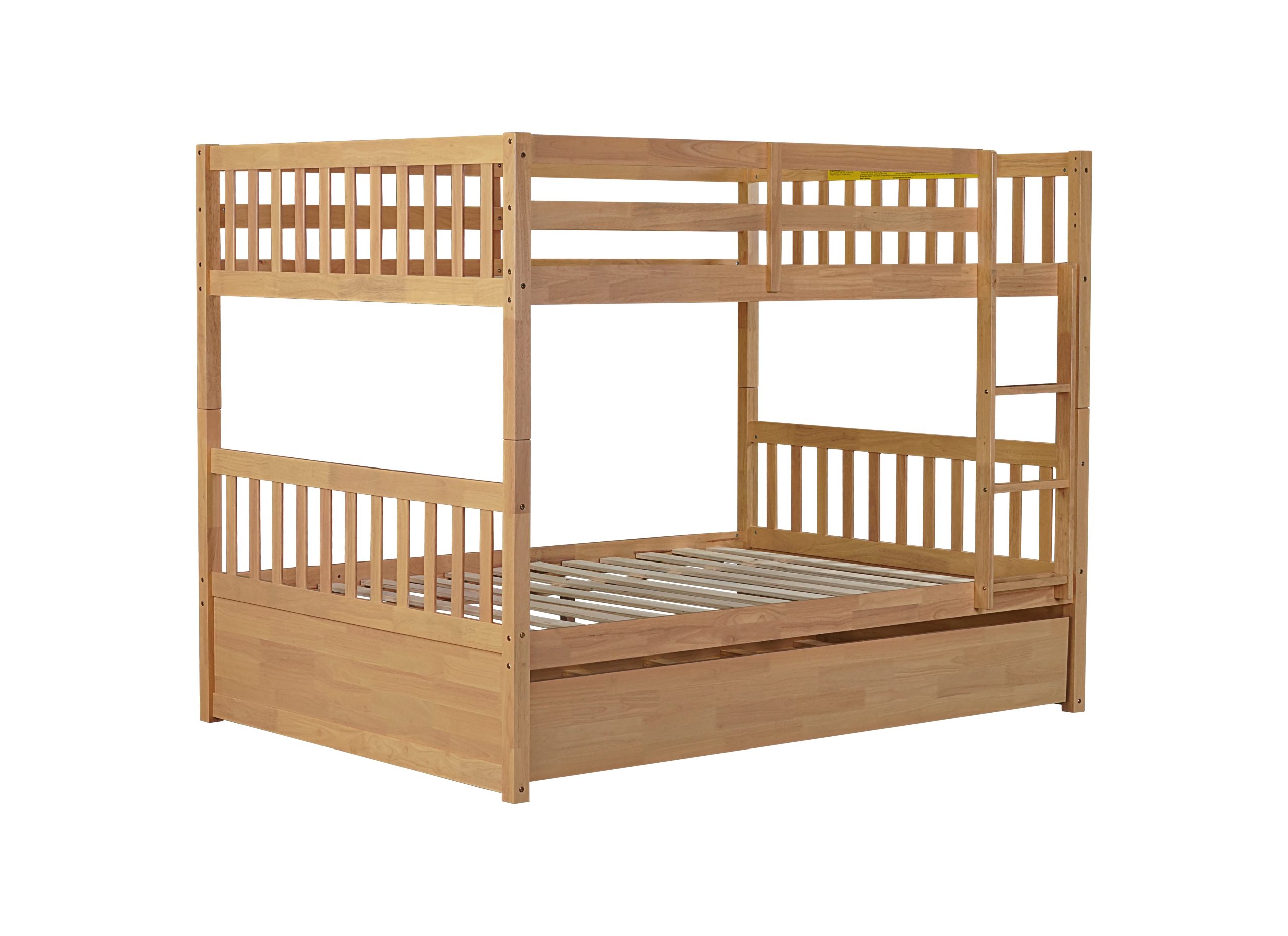 Full Over Full Rubber Wood Bunk Bed with Trundle, Ladder and Guardrails 6 Full Over Full Rubber Wood Bunk Bed with Trundle, Ladder and Guardrails