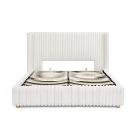 Queen Functional Vertical Striped Bed with Gas Lift Storage