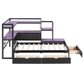 Twin Size Gaming Daybed with Integrated Desk and LED Light 67 Twin Size Gaming Daybed with Integrated Desk and LED Light