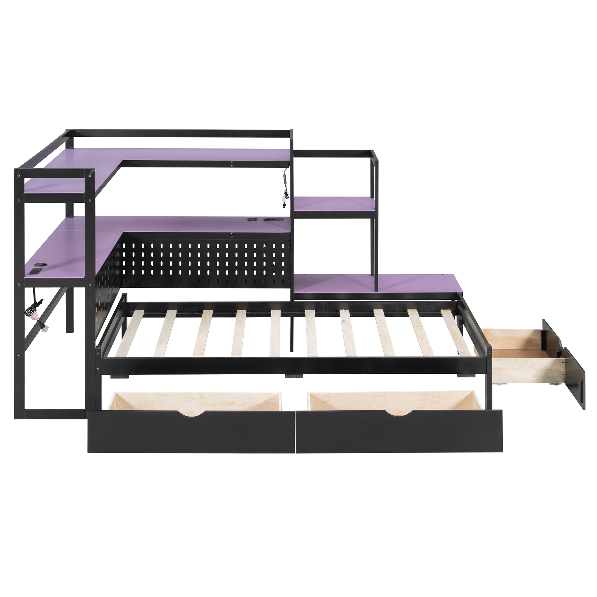 Twin Size Gaming Daybed with Integrated Desk and LED Light 26 Twin Size Gaming Daybed with Integrated Desk and LED Light