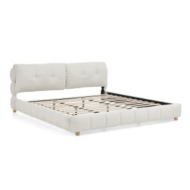 King Cream Style Bouclé Fabric Platform Bed 15 King Cream Style Bouclé Fabric Platform Bed
