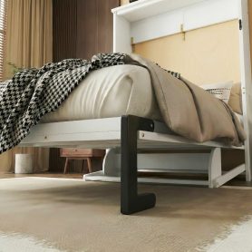 Queen Size Wood Vertical Murphy Bed with Desk, Gas Struts