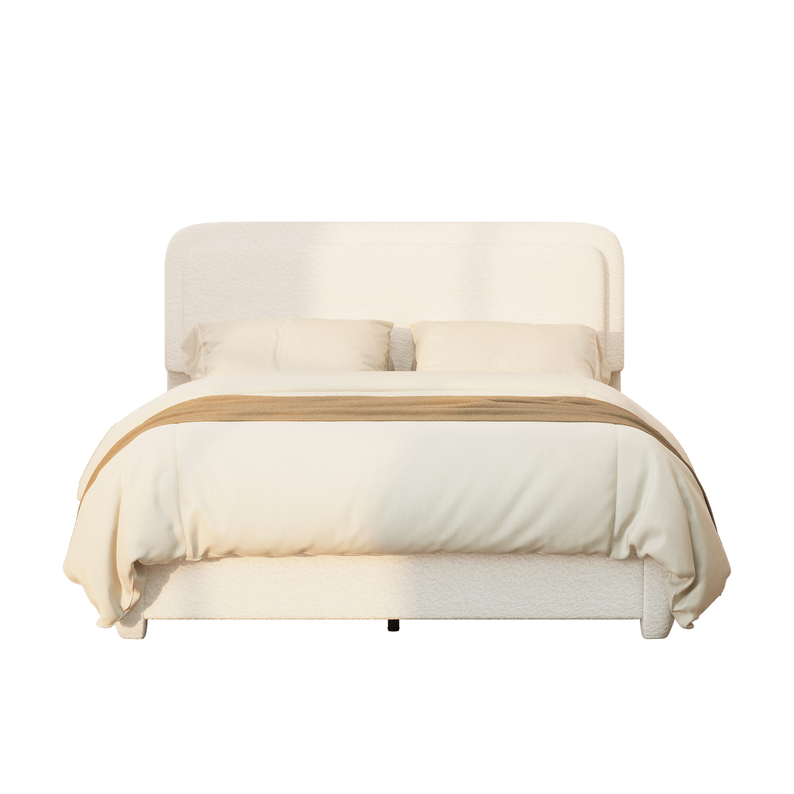 Boucle Queen Bed Frame with Adjustable Height Headboard 8 Boucle Queen Bed Frame with Adjustable Height Headboard