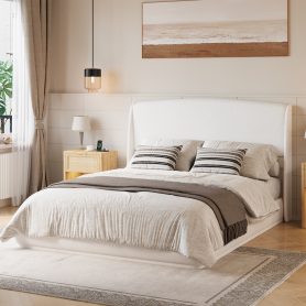 Home 35 Upholstered Queen Bed Frame with Wingback Headboard