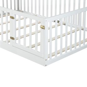 Full Size Floor Bed With High Fence Railings