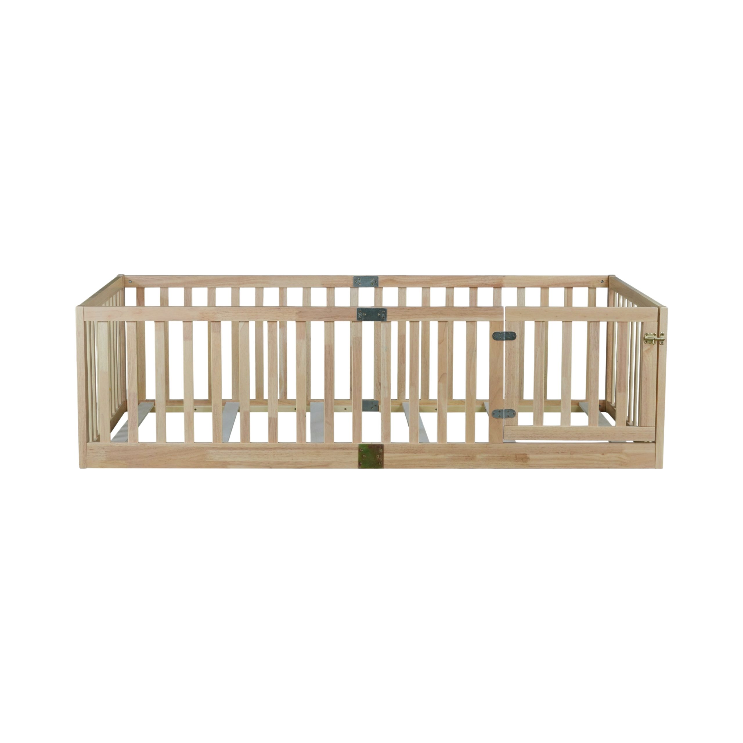 Twin Size Floor Bed with High Fence Railings, without Door 11 Twin Size Floor Bed with High Fence Railings