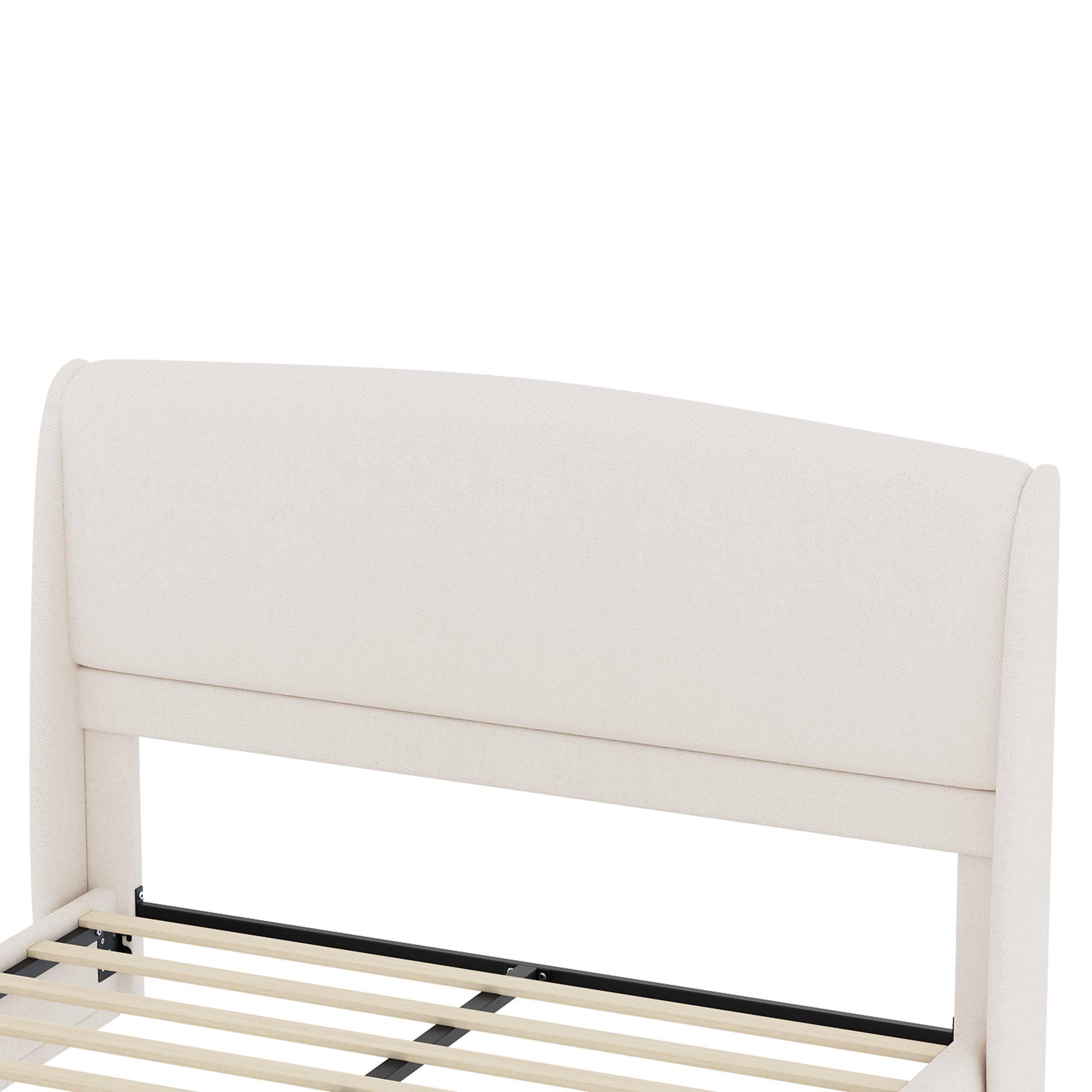 Upholstered Queen Bed Frame with Wingback Headboard 15 Upholstered Queen Bed Frame with Wingback Headboard