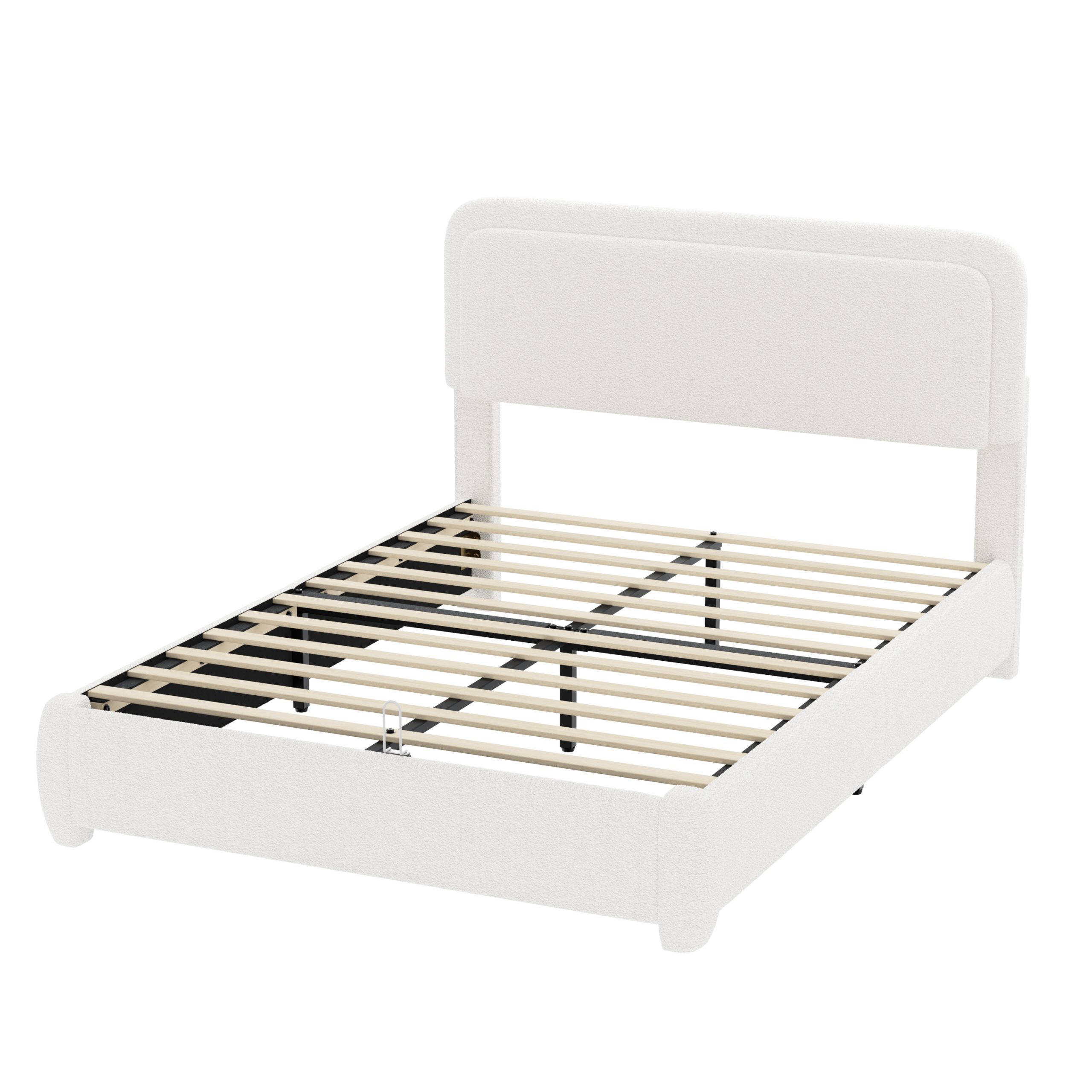 Boucle Queen Bed Frame with Adjustable Height Headboard 11 Boucle Queen Bed Frame with Adjustable Height Headboard