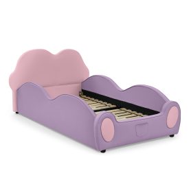 Twin Size Cute Cloud Shape PU Leather Kids Bed with Guardrails