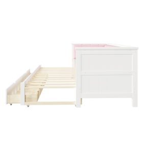 Twin XL to King Size Daybed with Two Storage Drawers and Upholstered Backrest
