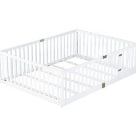 Full Size Floor Bed With High Fence Railings