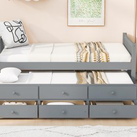 Daybed with Trundle and Drawers, Twin Size