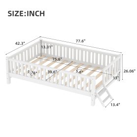 Wood Twin Size Platform Bed with Guardrail