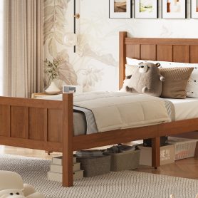 Twin Size Flat Panel Bed with Headboard & Footboard