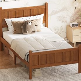 Twin Size Flat Panel Bed with Headboard & Footboard