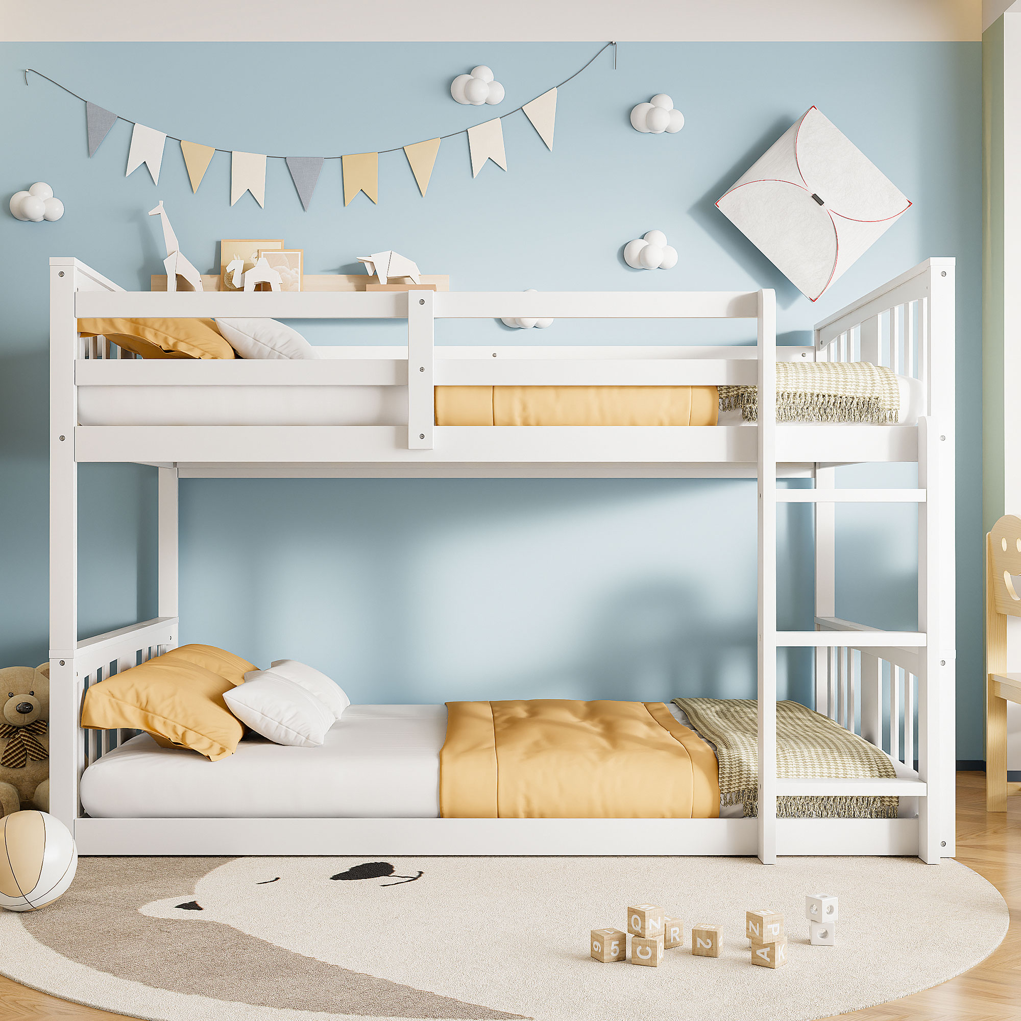 Twin Over Twin Bunk Bed with Ladder