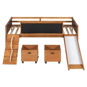Twin Size Loft Bed Wood Bed With Two Storage Boxes