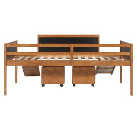 Twin Size Loft Bed Wood Bed With Two Storage Boxes