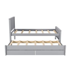 Twin Size Platform Bed with Trundle and Drawers