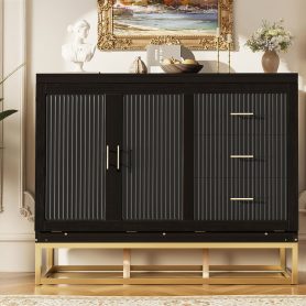 Murphy Queen Bed With Frosted Glass Doors Design, Fake Drawers, Metal Legs