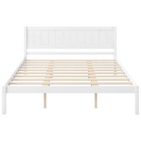 King Size Platform Bed Frame With Headboard, Wood Slat Support