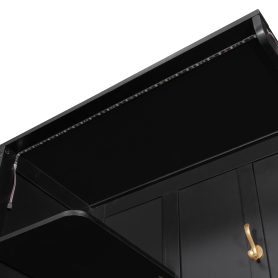 Queen Murphy Bed with Storage & Lights, Hidden Fold-Out Legs, Oak Veneer Finish, Built-in Shelves & Cabinets