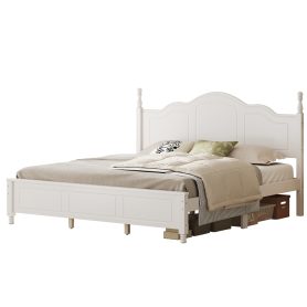 King Size Platform Bed Frame with Retro Wave Headboard